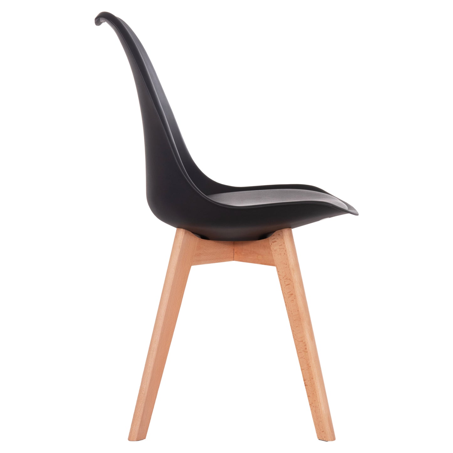 VEGAS CHAIR WITH WOODEN LEGS AND BLACK SEAT 48x49x81