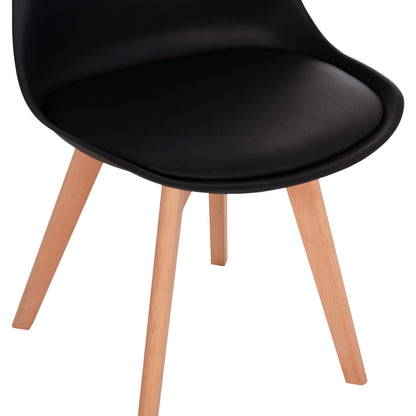 VEGAS CHAIR WITH WOODEN LEGS AND BLACK SEAT 48x49x81