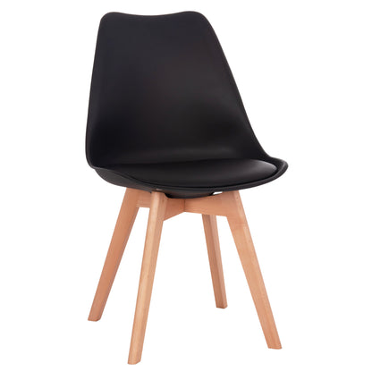 VEGAS CHAIR WITH WOODEN LEGS AND BLACK SEAT 48x49x81