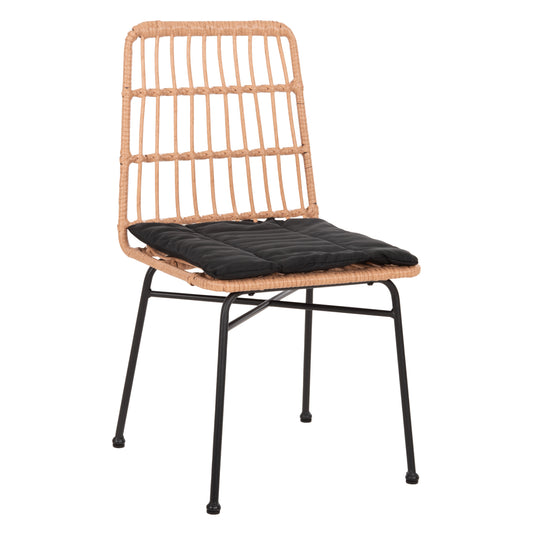 ΚΑΡΕΚΛΑ ALLEGRA ΜΑΥΡΗ ΜΕΤΑΛΛΙΚΗ ΜΕ ΜΑΞΙΛΑΡΙ WICKER ΜΠΕΖ 46,5x50x85