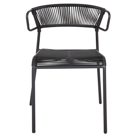 ΚΑΡΕΚΛΑ SUKI ΜΕΤΑΛΛO KAI ΣΥΝΘΕΤΙΚΟ RATTAN ΣΕ ΜΑΥΡΟ 54x62x80