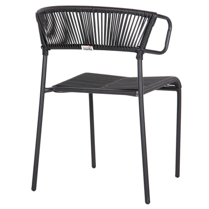 ΚΑΡΕΚΛΑ SUKI ΜΕΤΑΛΛO KAI ΣΥΝΘΕΤΙΚΟ RATTAN ΣΕ ΜΑΥΡΟ 54x62x80