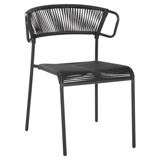 ΚΑΡΕΚΛΑ SUKI ΜΕΤΑΛΛO KAI ΣΥΝΘΕΤΙΚΟ RATTAN ΣΕ ΜΑΥΡΟ 54x62x80