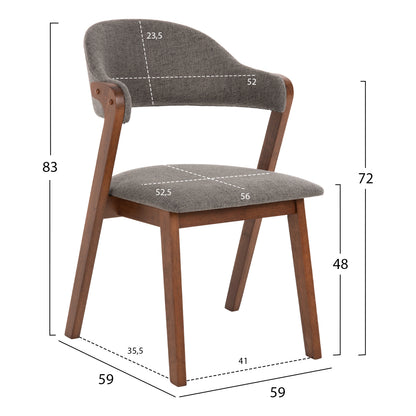 ΚΑΡΕΚΛΑ RIDER RUBBERWOOD ΣΕ ΚΑΡΥΔΙ ΥΦΑΣΜΑ ΓΚΡΙ 59x59x83
