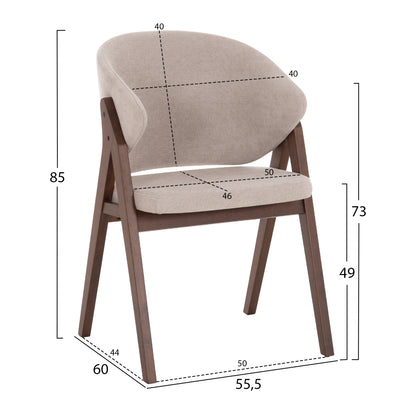 ΚΑΡΕΚΛΑ HANA RUBBERWOOD ΣΕ ΜΑΥΡΟ ΧΡΩΜΑ-ΓΚΡΙ ΥΦΑΣΜΑ 55,5x60x85