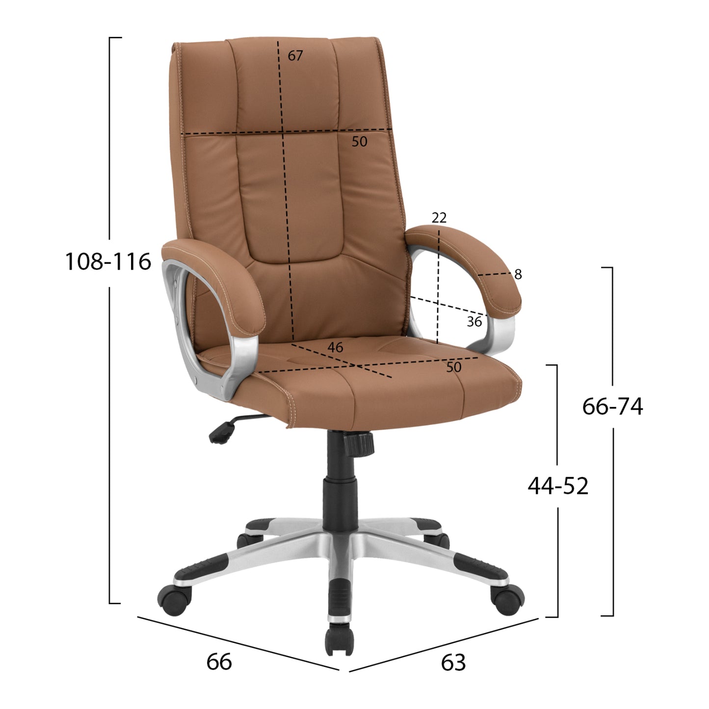 OFFICE CHAIR CHANDER IN CAMEL SHADE 63x66x116