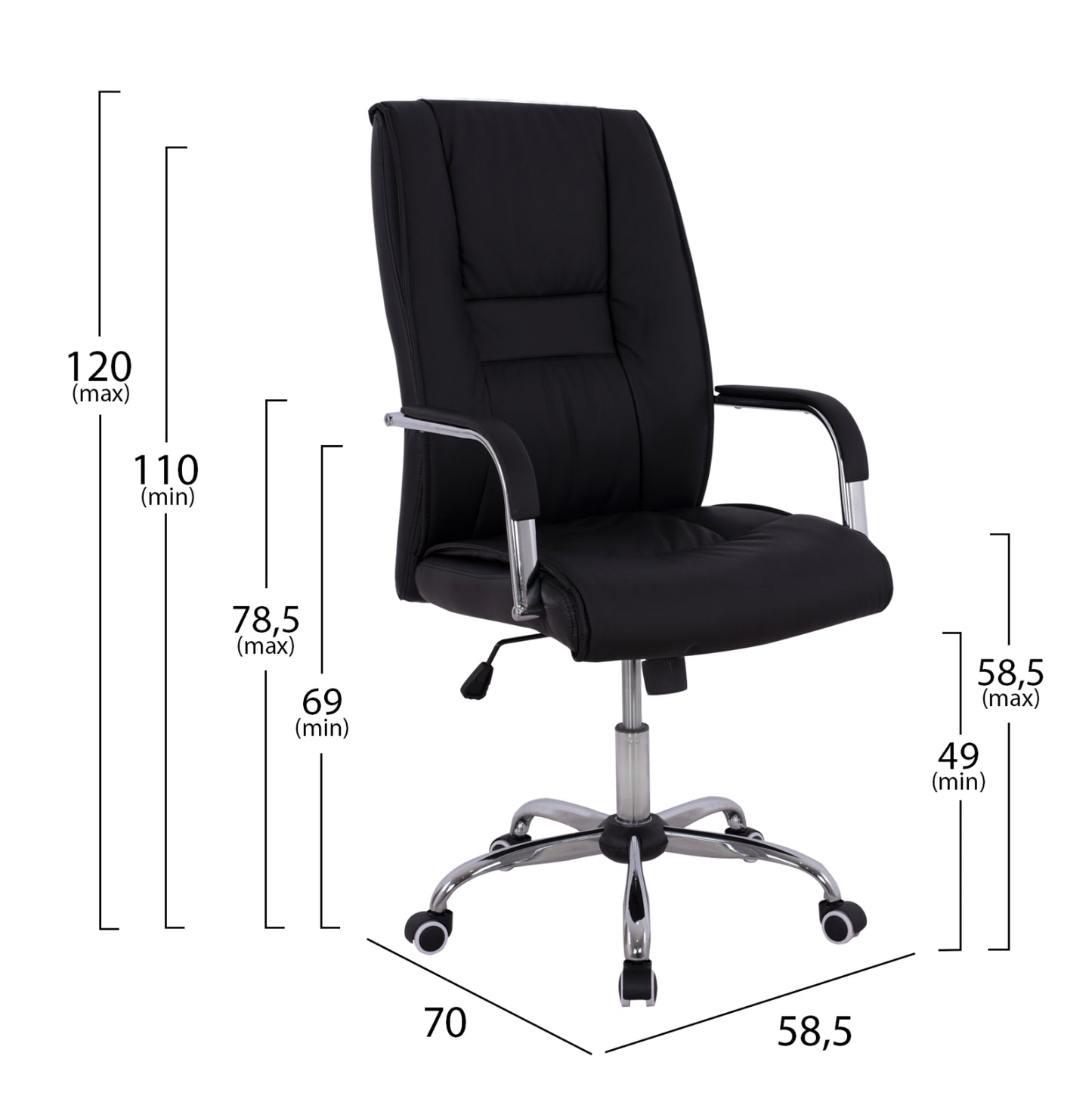 ΚΑΡΕΚΛΑ ΓΡΑΦΕΙΟΥ ANGEE PU ΣΕ ΧΡΩΜΑ ΜΑΥΡΟ 58,5x70x120