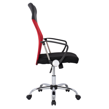 OFFICE CHAIR CABLE BLACK RED MESH CHROME BASE 61x58x118