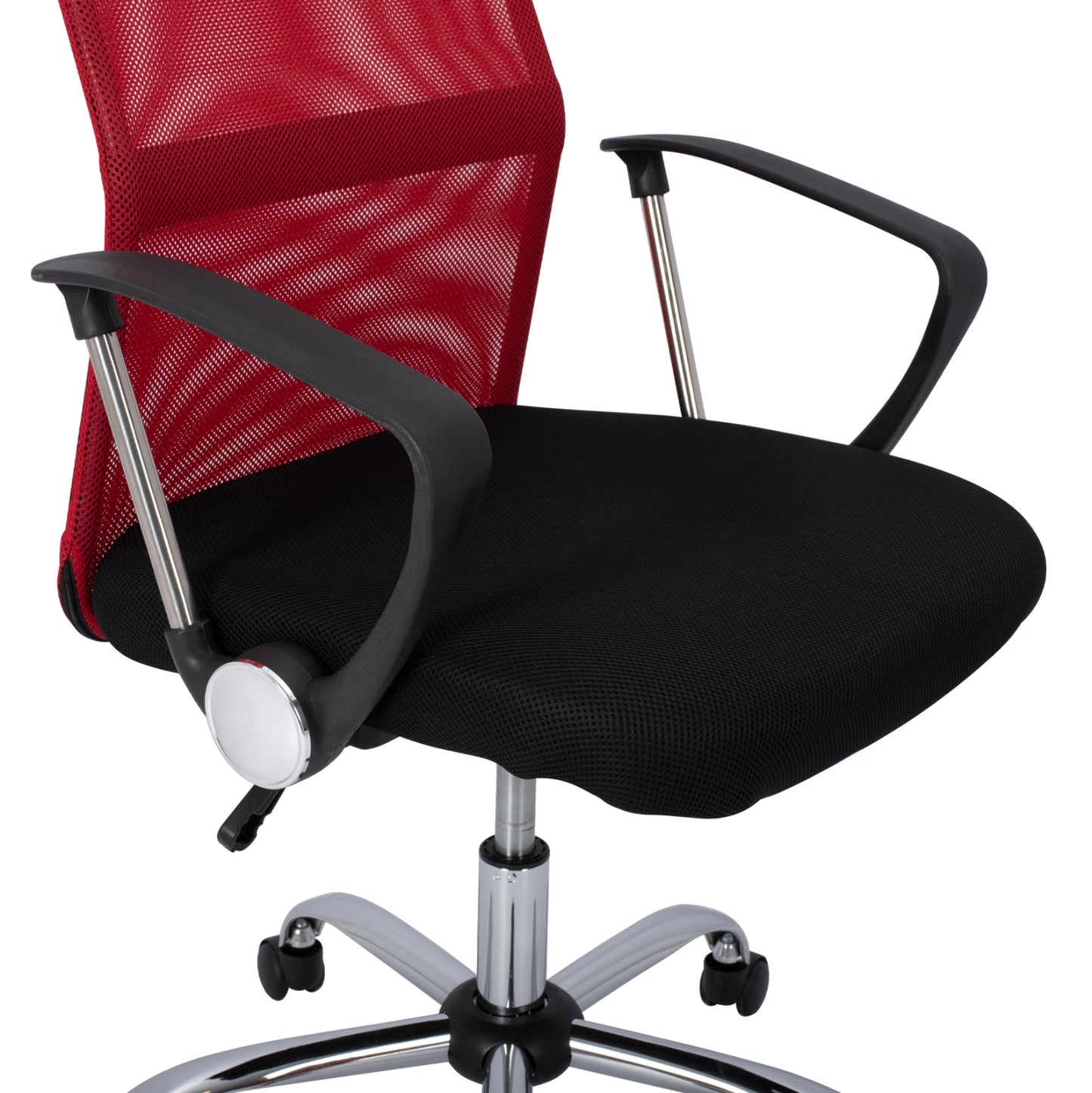 OFFICE CHAIR CABLE BLACK RED MESH CHROME BASE 61x58x118