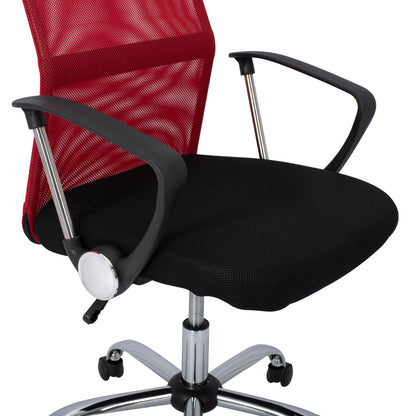 OFFICE CHAIR CABLE BLACK RED MESH CHROME BASE 61x58x118