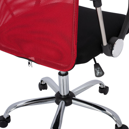 OFFICE CHAIR CABLE BLACK RED MESH CHROME BASE 61x58x118