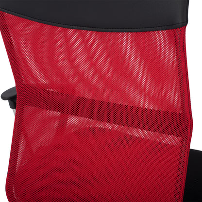 OFFICE CHAIR CABLE BLACK RED MESH CHROME BASE 61x58x118