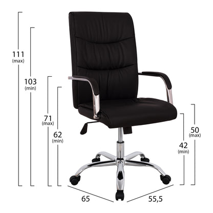 BLACK EXECUTIVE OFFICE CHAIR WITH CHROME BASE JACOB 55.5x65x111