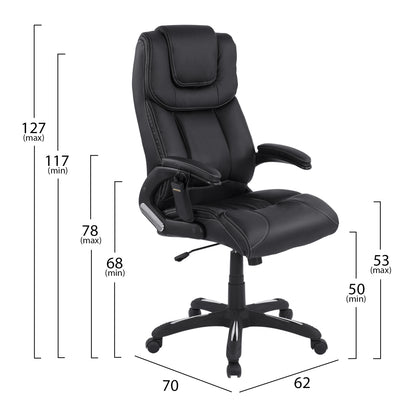 ΚΑΡΕΚΛΑ ΓΡΑΦΕΙΟΥ THORIN ΜΕ MASSAGE ΜΑΥΡΗ 62x70x127