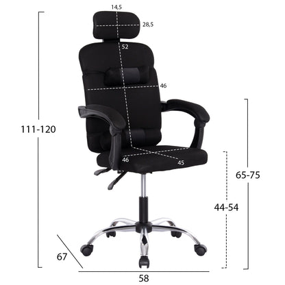 OFFICE CHAIR CRONER BLACK MESH METAL BASE 58x99x120
