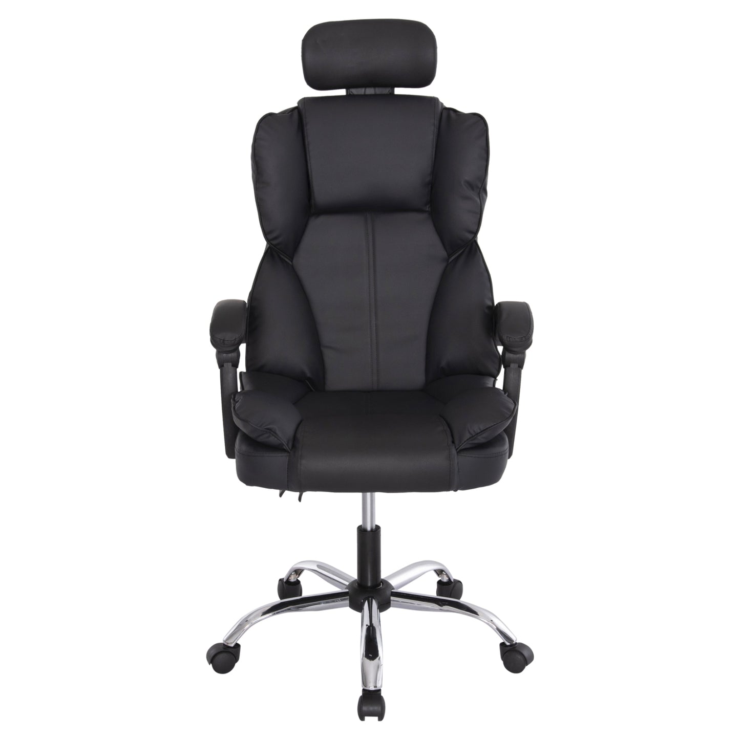 OFFICE CHAIR OCTAVIUS BLACK PVC METAL CHROME BASE 63x73x129