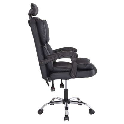 OFFICE CHAIR OCTAVIUS BLACK PVC METAL CHROME BASE 63x73x129