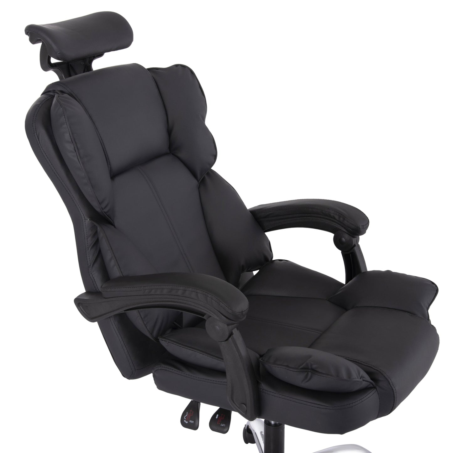 OFFICE CHAIR OCTAVIUS BLACK PVC METAL CHROME BASE 63x73x129