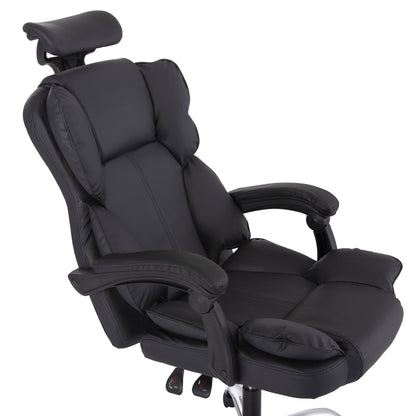 OFFICE CHAIR OCTAVIUS BLACK PVC METAL CHROME BASE 63x73x129