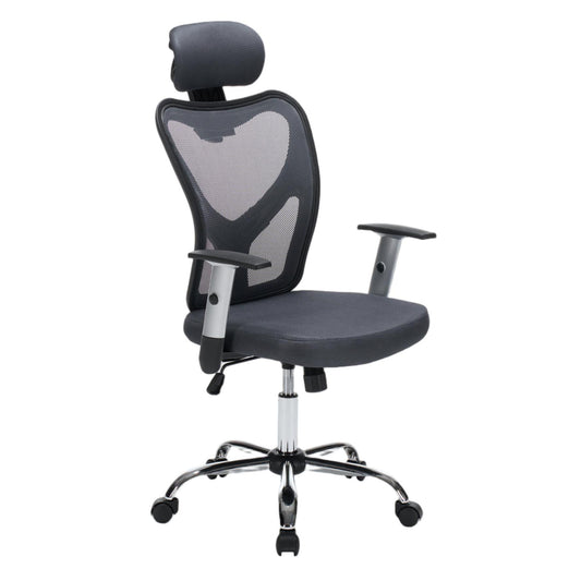 ΚΑΡΕΚΛΑ ΓΡΑΦΕΙΟΥ CUORE ΜΑΥΡΟΣ ΣΚΕΛΕΤΟΣ ΓΚΡΙ MESH 63x61x125