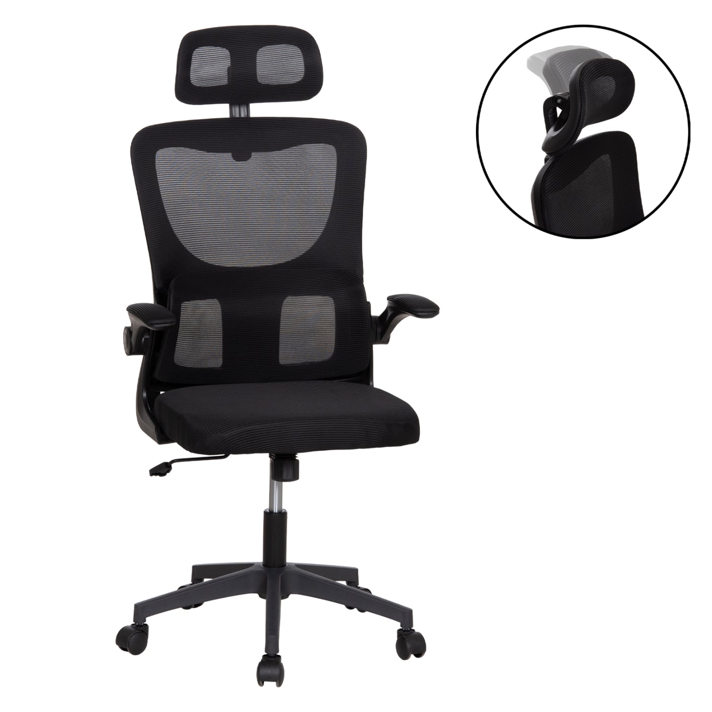 ΚΑΡΕΚΛΑ ΓΡΑΦΕΙΟΥ KESI ΜΑΥΡO MESH & PP 61x62x125