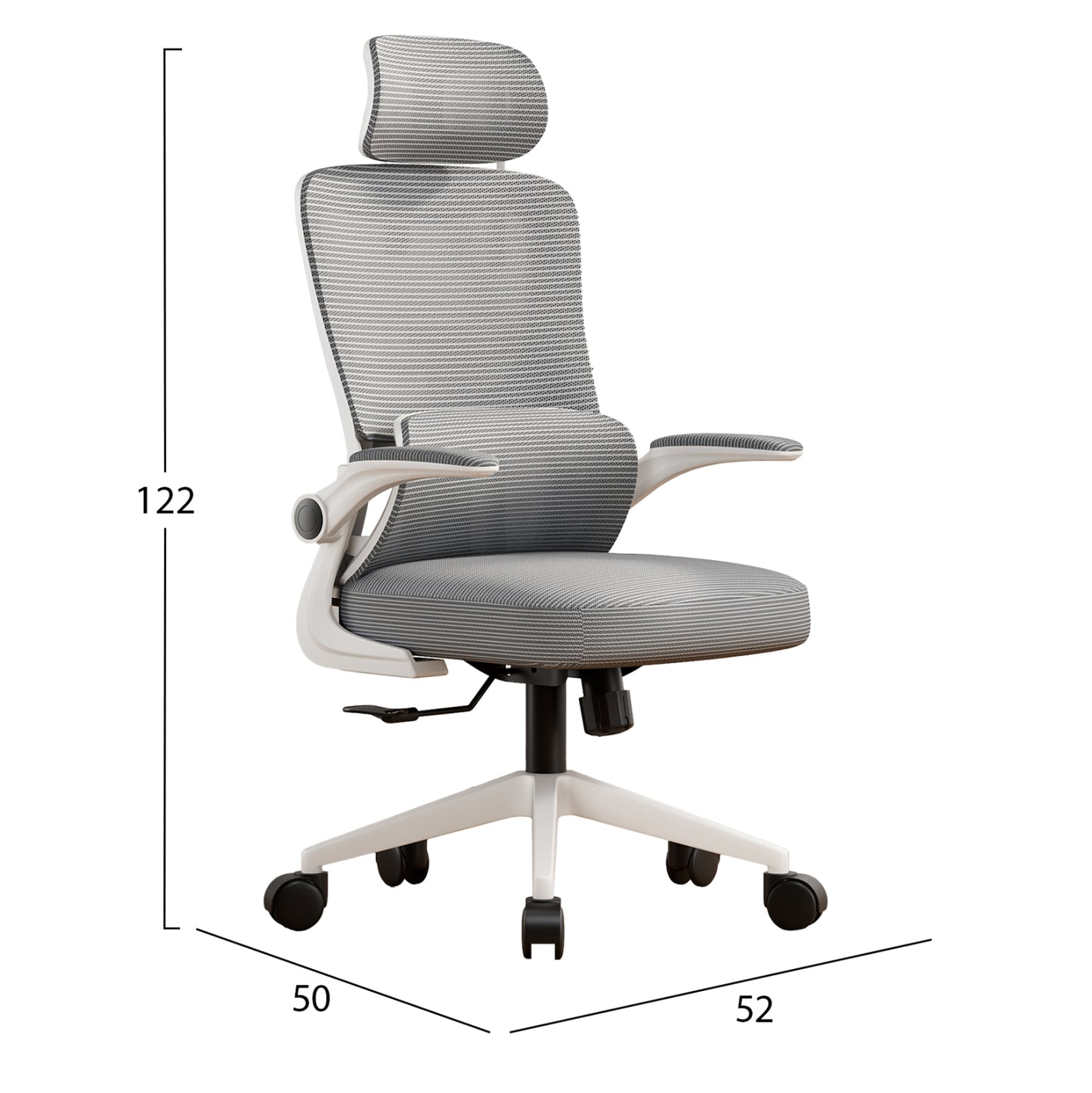 ΚΑΡΕΚΛΑ ΓΡΑΦΕΙΟΥ KESI ΑΝΟΙΧΤΟ ΓΚΡΙ MESH-ΛΕΥΚΟ PP 52x50x122
