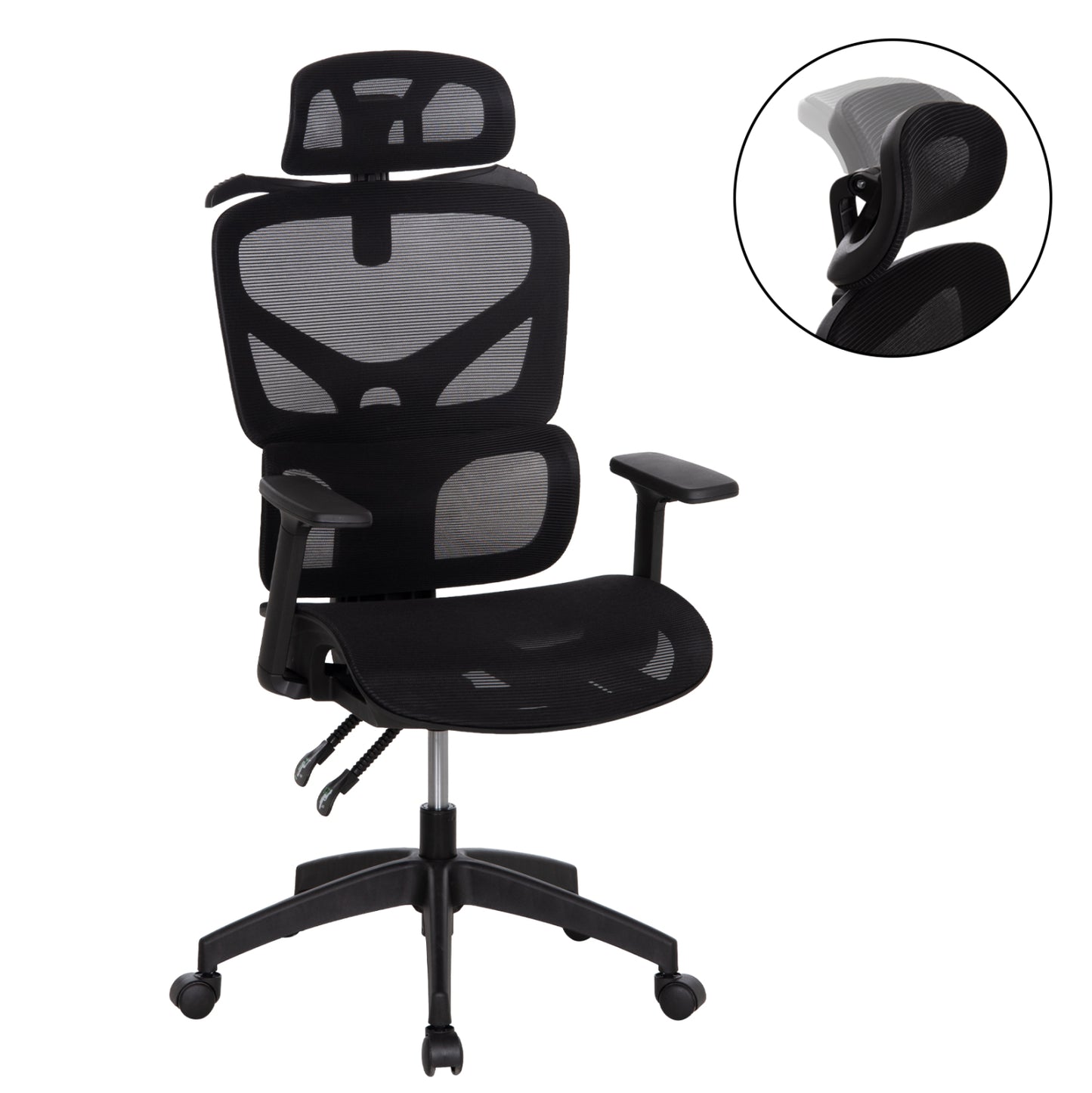 ΚΑΡΕΚΛΑ ΓΡΑΦΕΙΟΥ APEX ΜΑΥΡO MESH & PP 70x66x113-130