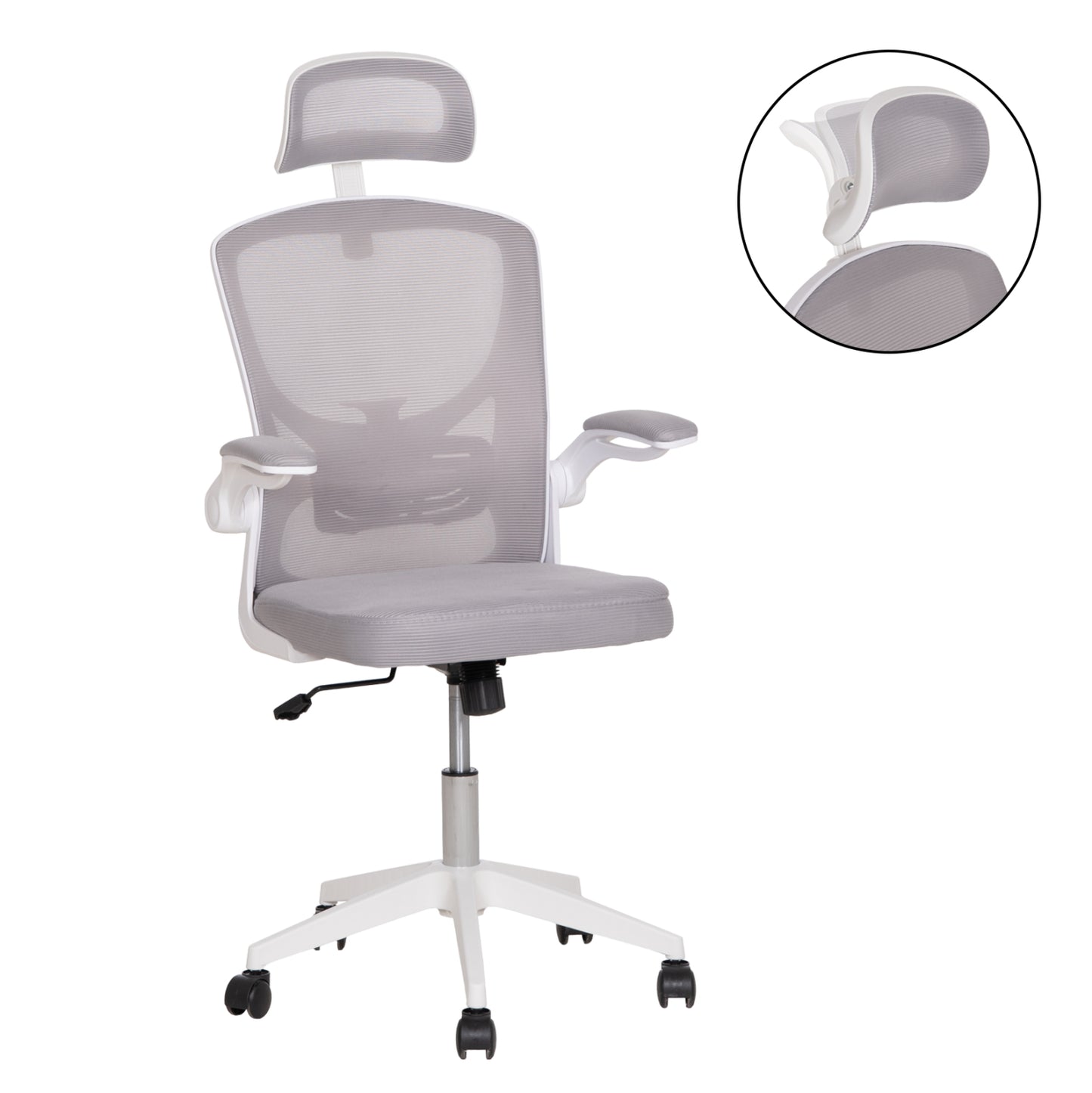 ΚΑΡΕΚΛΑ ΓΡΑΦΕΙΟΥ FLOATER ΛΕΥΚΟ PP-ΑΝΟΙΧΤΟ ΓΚΡΙ MESH 62x62x115-125