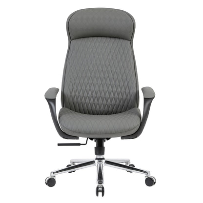 PREMIUM VELUM OFFICE CHAIR GREY PU CHROME BASE 71x69x116-122