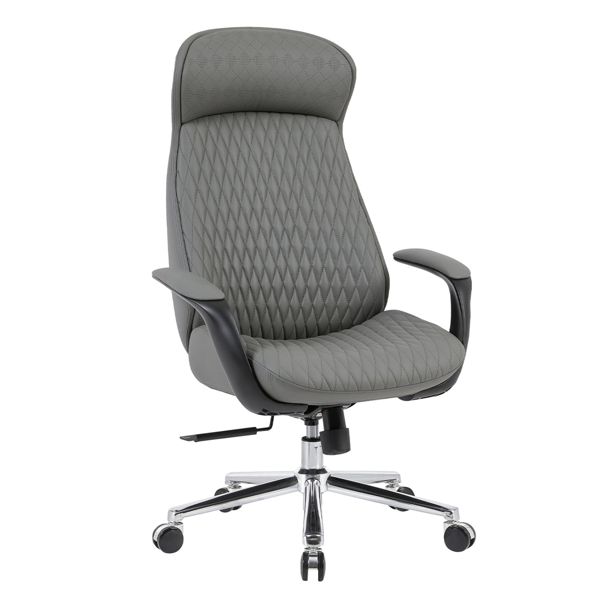 PREMIUM VELUM OFFICE CHAIR GREY PU CHROME BASE 71x69x116-122