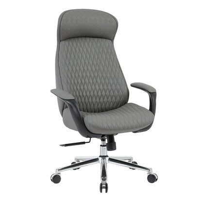 PREMIUM VELUM OFFICE CHAIR GREY PU CHROME BASE 71x69x116-122