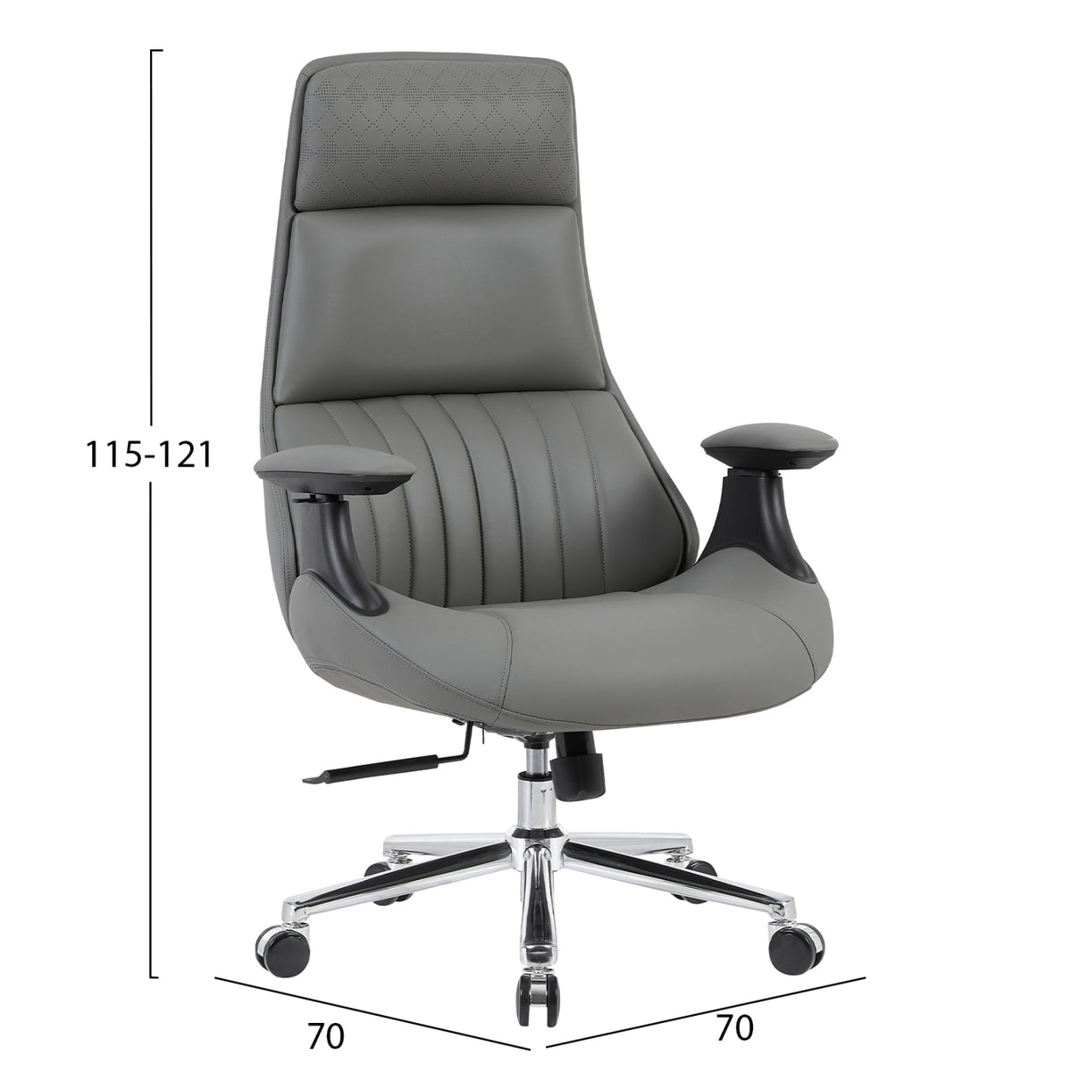 PREMIUM PULSE OFFICE CHAIR GREY PU CHROME BASE 73x70x115-121