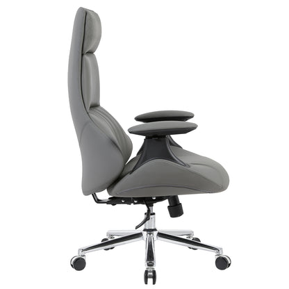 PREMIUM PULSE OFFICE CHAIR GREY PU CHROME BASE 73x70x115-121