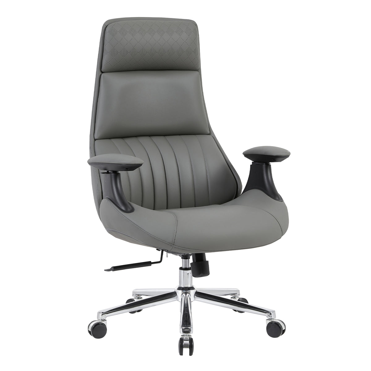 PREMIUM PULSE OFFICE CHAIR GREY PU CHROME BASE 73x70x115-121