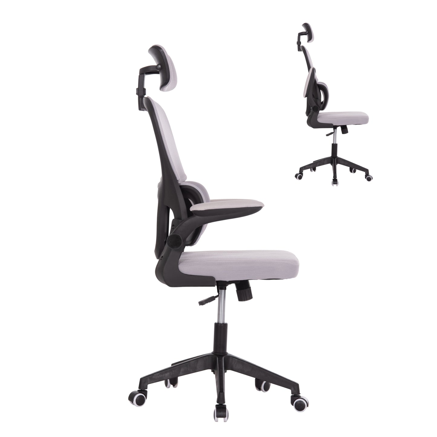 ΚΑΡΕΚΛΑ ΓΡΑΦΕΙΟΥ BASTON ΓΚΡΙ MESH & ΜΑΥΡΟ PP ΣΚΕΛΕΤΟΣ 64x60x127