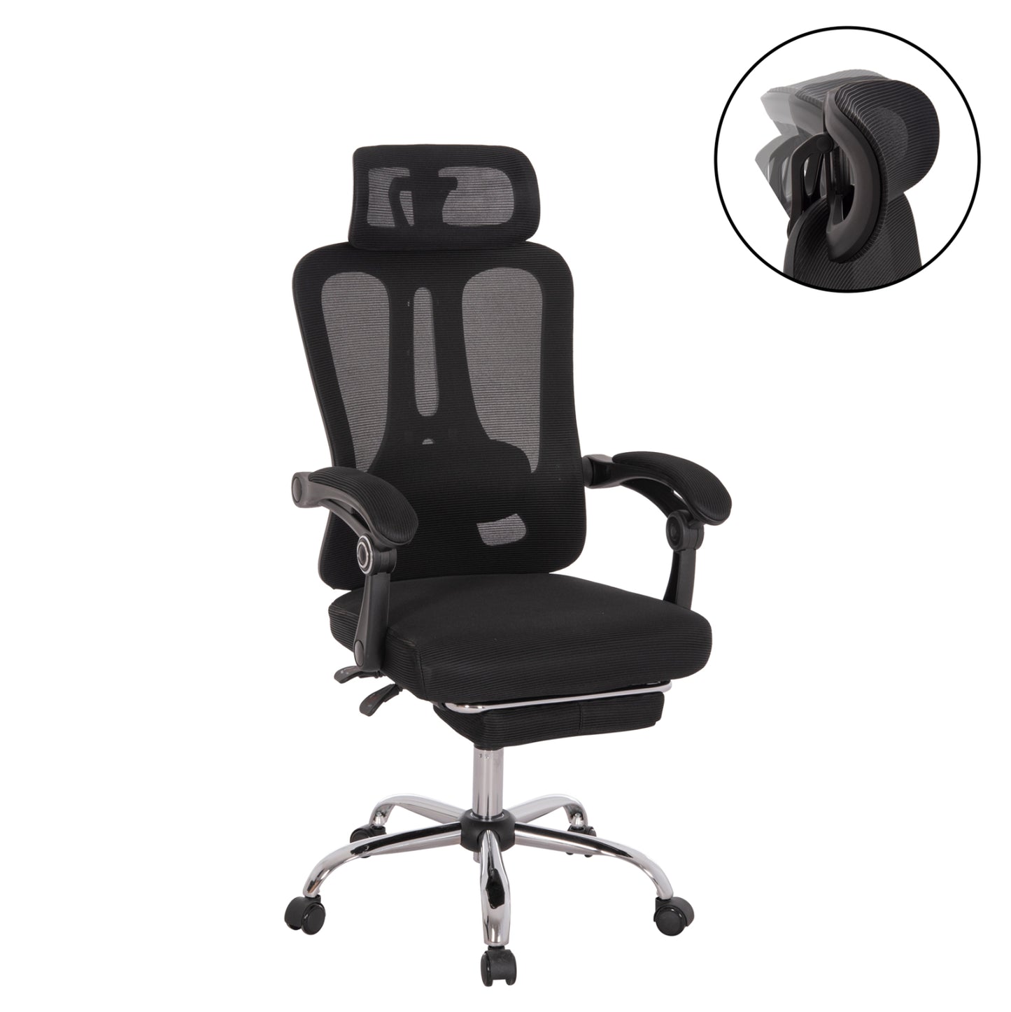 ΚΑΡΕΚΛΑ ΓΡΑΦΕΙΟΥ BARNET ΜΑΥΡΟ MESH ΜΑΥΡΟΣ ΣΚΕΛΕΤΟΣ NYLON 61x62x123
