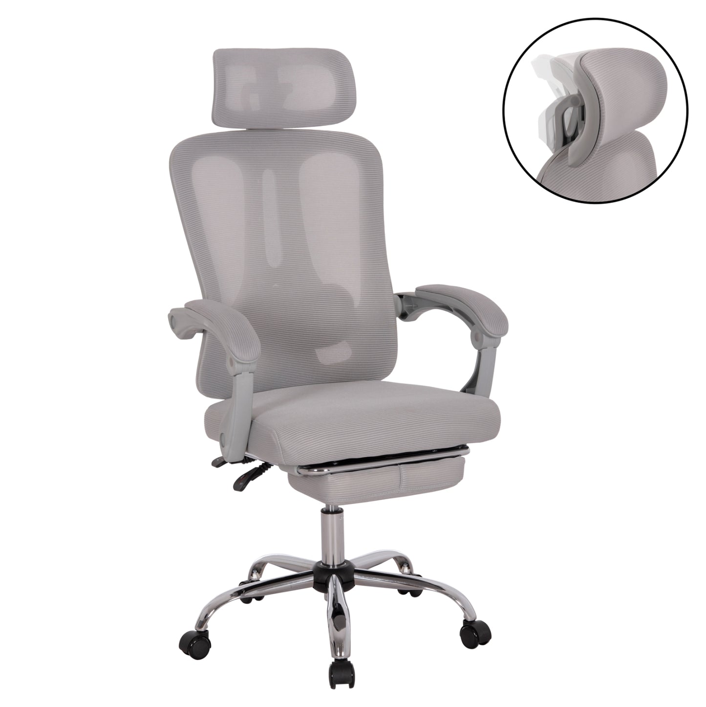 ΚΑΡΕΚΛΑ ΓΡΑΦΕΙΟΥ BARNET ΓΚΡΙ MESH ΓΚΡΙ ΣΚΕΛΕΤΟΣ NYLON 61x62x123