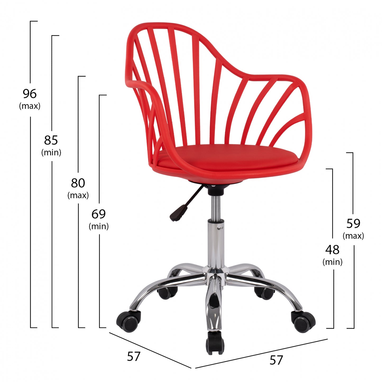 BECKY OFFICE CHAIR IN RED 57x57x96