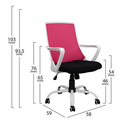 OFFICE CHAIR MALFOY PINK MESH & METAL LEG 58x59x103