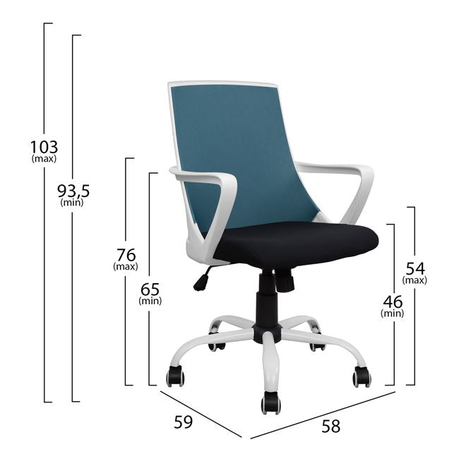 OFFICE CHAIR MALFOI BLUE MESH & METAL LEG 58x59x103