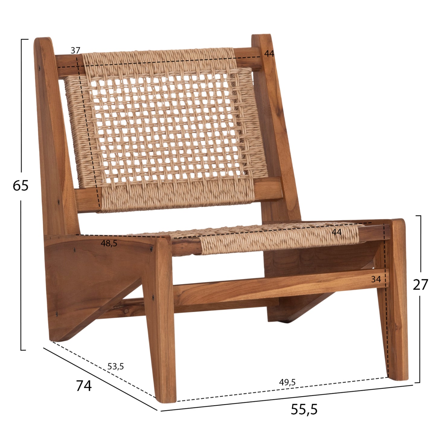 ΚΑΡΕΚΛΑ LOUNGE LUKILLA ΞΥΛΟ TEAK ΣΕ ΦΥΣΙΚΟ ΣΥΝΘ. ΣΧΟΙΝΙ ΜΠΕΖ 55,5x74x65