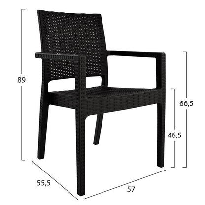 HEAVY-DUTY POLYPROPYLENE ARMCHAIR KAGANU DARK BROWN 57x55.5x89