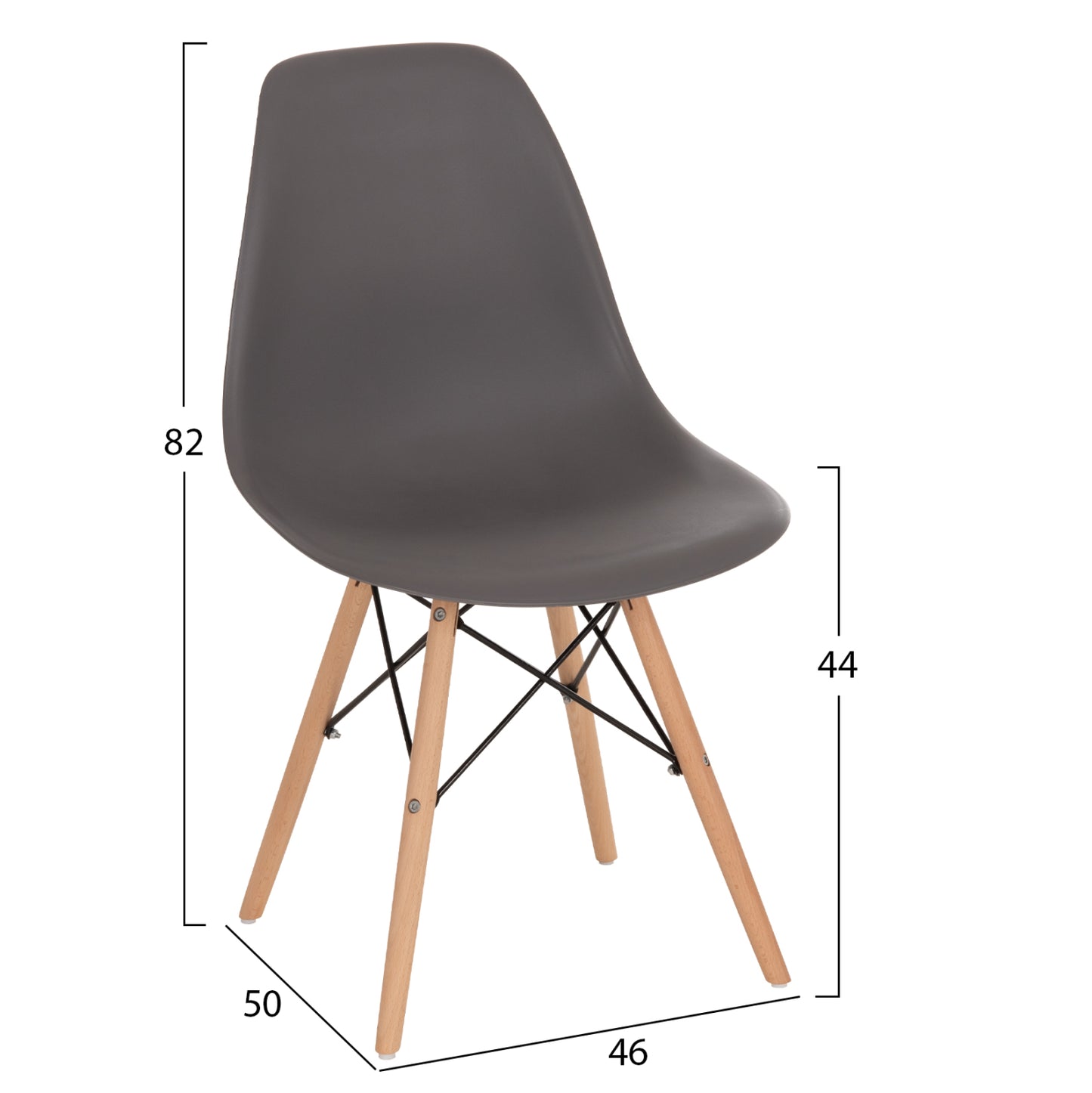 ΚΑΡΕΚΛΑ ΜΕ ΞΥΛΙΝΑ ΠΟΔΙΑ ΚΑΙ ΚΑΘΙΣΜΑ TWIST PP ΓΚΡΙ 46x50x82