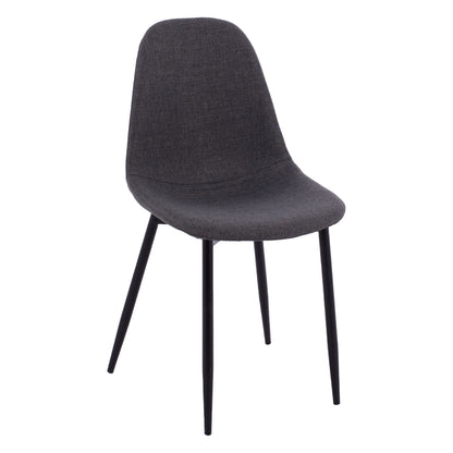 CHAIR LEONARDO WITH DARK GREY FABRIC AND BLACK METAL LEGS 43.5x59x84