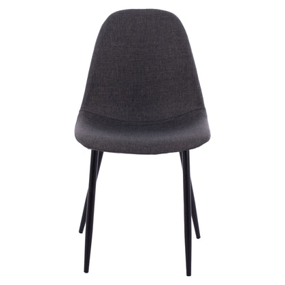 CHAIR LEONARDO WITH DARK GREY FABRIC AND BLACK METAL LEGS 43.5x59x84