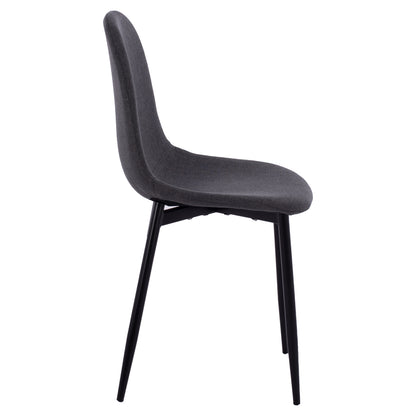 CHAIR LEONARDO WITH DARK GREY FABRIC AND BLACK METAL LEGS 43.5x59x84