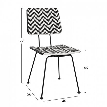 ALLEGRA METAL CHAIR WITH BLACK AND WHITE WICKER 46x56x88