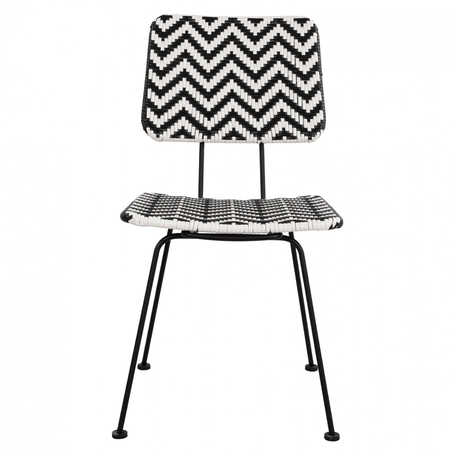 ALLEGRA METAL CHAIR WITH BLACK AND WHITE WICKER 46x56x88