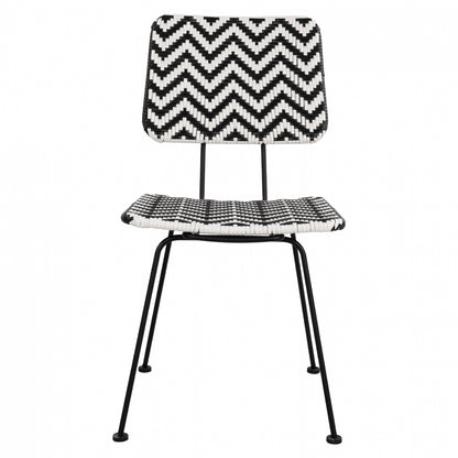 ALLEGRA METAL CHAIR WITH BLACK AND WHITE WICKER 46x56x88