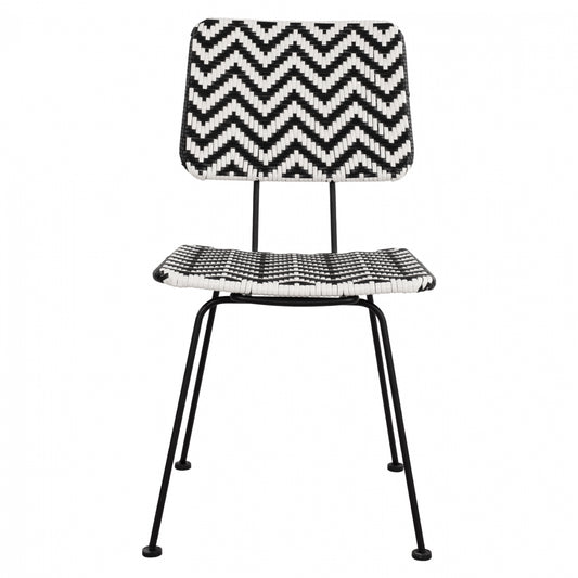 ΚΑΡΕΚΛΑ ΜΕΤΑΛΛΙΚΗ ALLEGRA ΜΕ WICKER ΜΑΥΡΟ ΛΕΥΚΟ 46x56x88